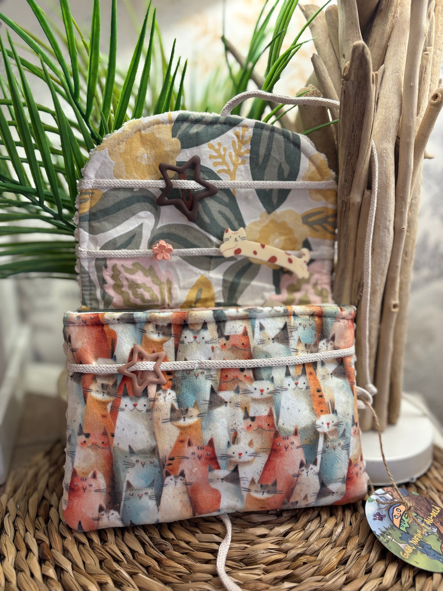 Pochette à barrettes chat