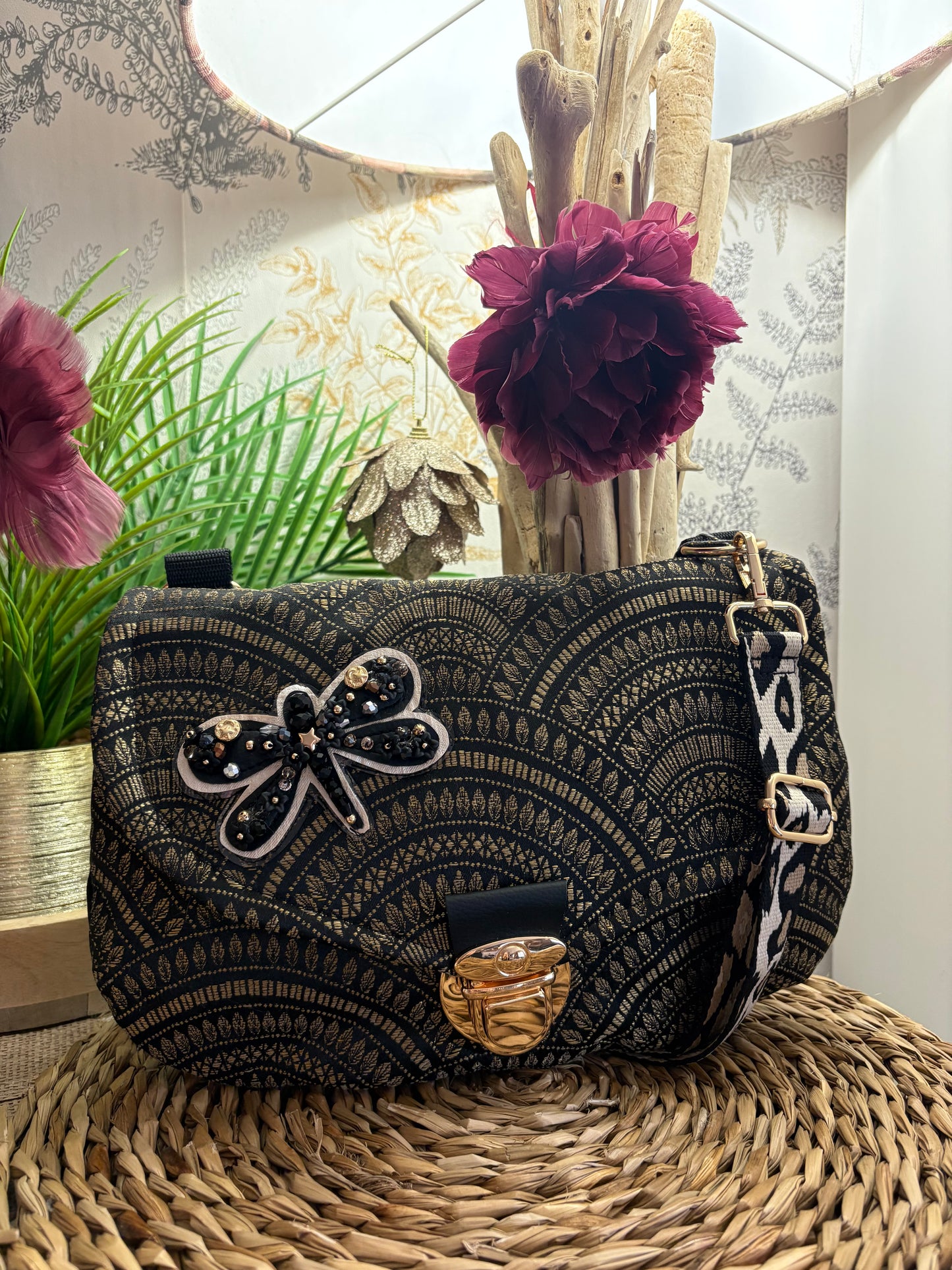 Sac à main libellule perlée